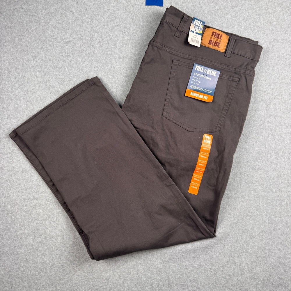 Full Blue Jeans Mens 48x30 Gray Regular Fit Straight Performance Stretch NEW
